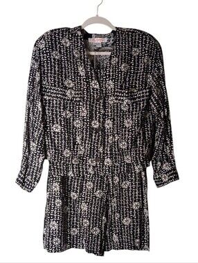 Vtg Sport Black & White Patterned 3-Piece Matching Set Size Medium 90s cropped